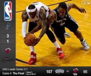 yapboz 2014 NBA Finalleri, 4 maç, San Antonio Spurs 107 - Miami Heat 86